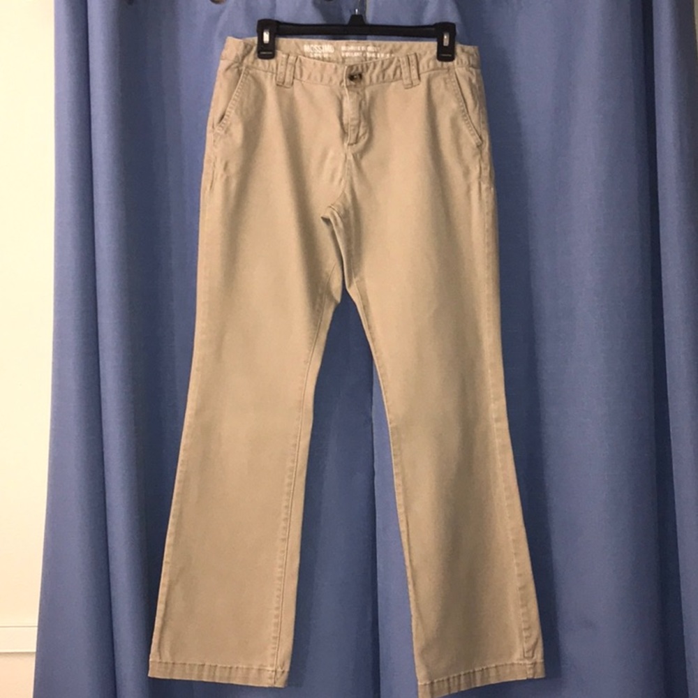 Khaki mid-rise bootcut
